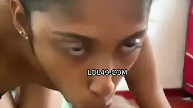 Slim wife licking dick and blowjob like a pro slut