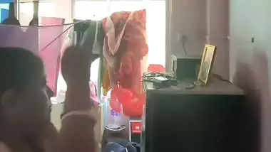 Milk tanker mom removing nighty in living room