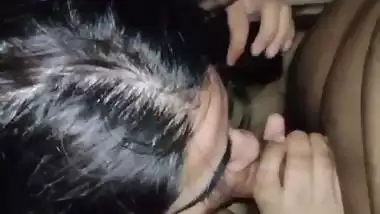 Hot girl in blanket gives blowjob to her boyfriend