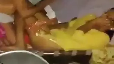 Old man drills his young granddaughter into the bed