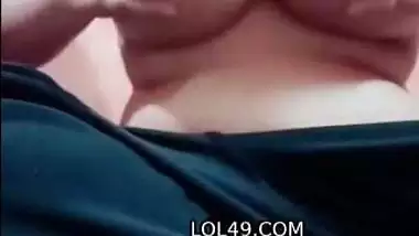 Milky white boobs playing of cute Indian girlfriend