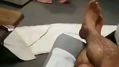 Cuckold sees his desi nude wife getting fucked by a servant