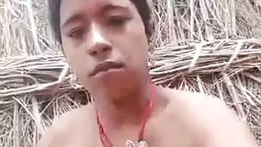 Poor Indian nude girl presses boobs and fingers pussy