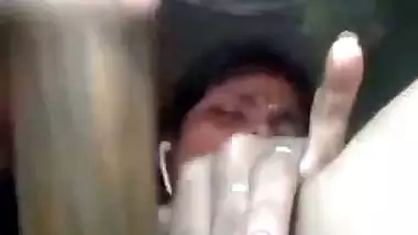 Desi using chapati rod dildo to masturbate