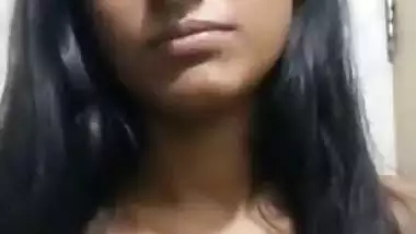 Small boobs college girl topless on a viral video call